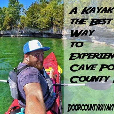Cave Point County park from the perspective of a kayak