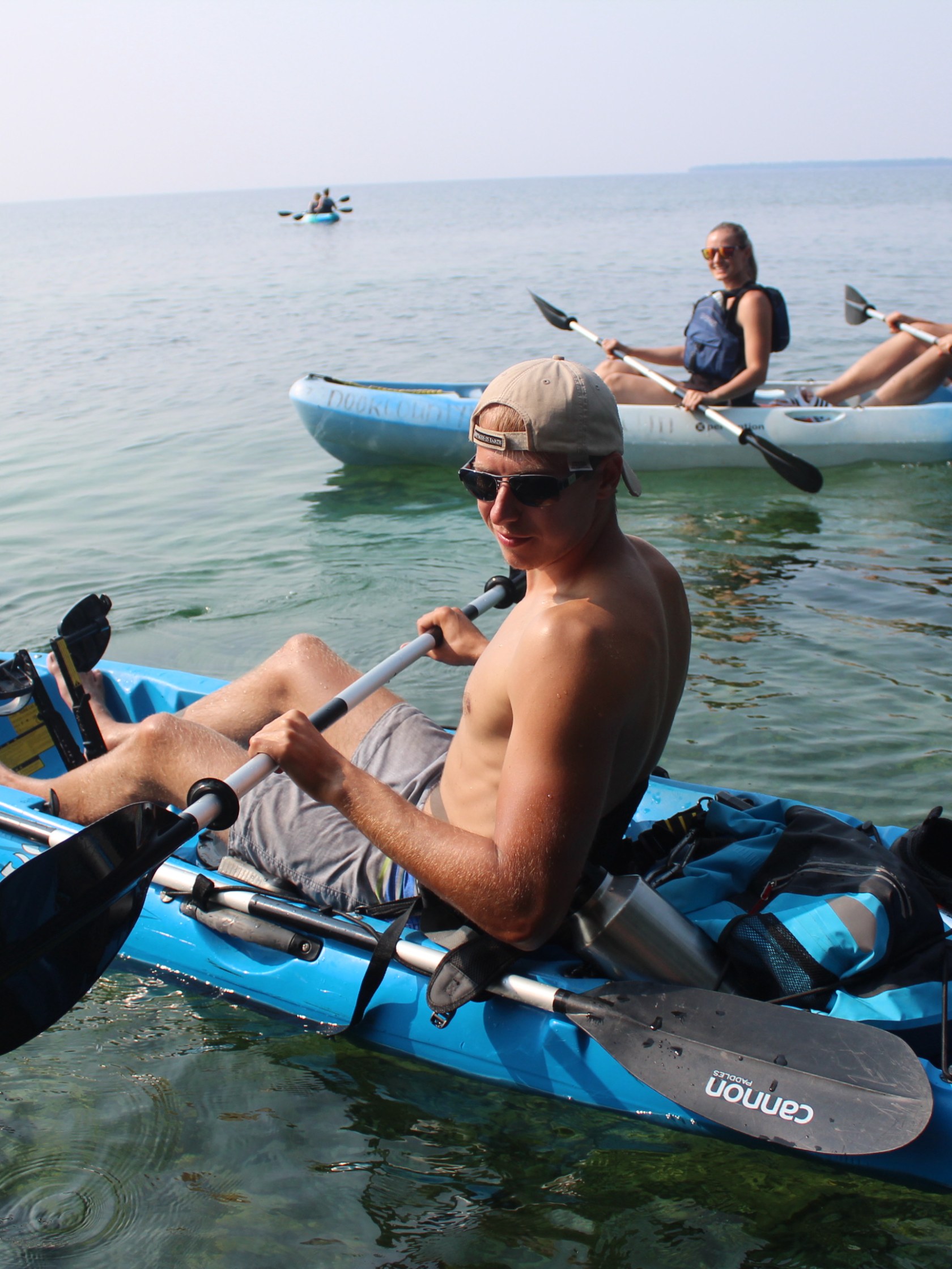 Group of kayakers on Lake Michigan in Door County, Wisconsin