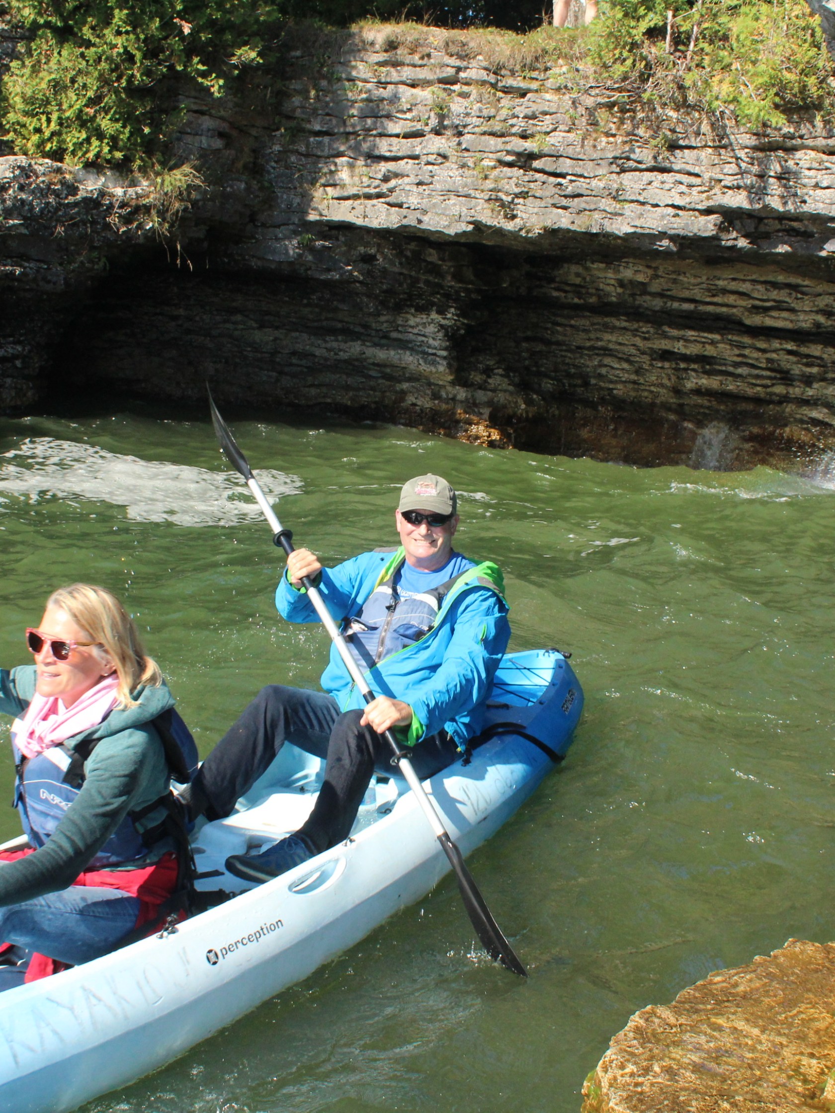 Group of kayakers on Lake Michigan in Door County, Wisconsin