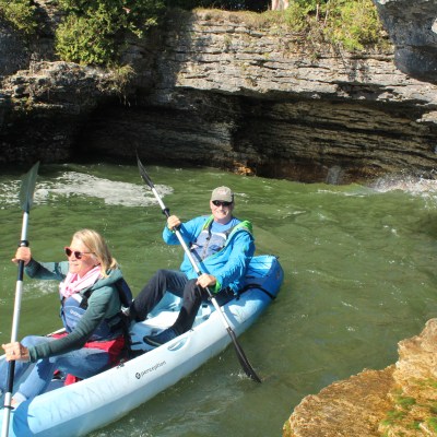 Group of kayakers on Lake Michigan in Door County, Wisconsin