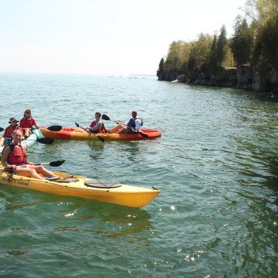 Kayakers on Lake Michigan in Door County, Wisconsin