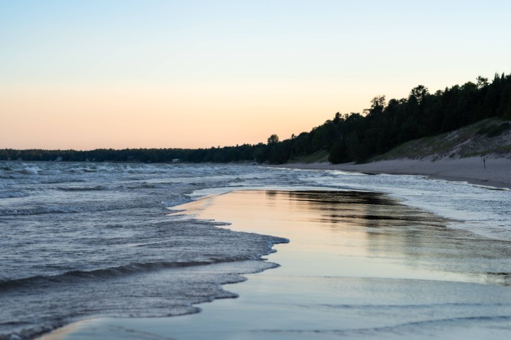 a sunset over a body of water