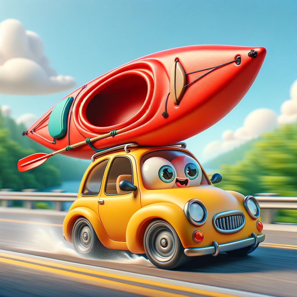kayak on car cartoon a close up of a car